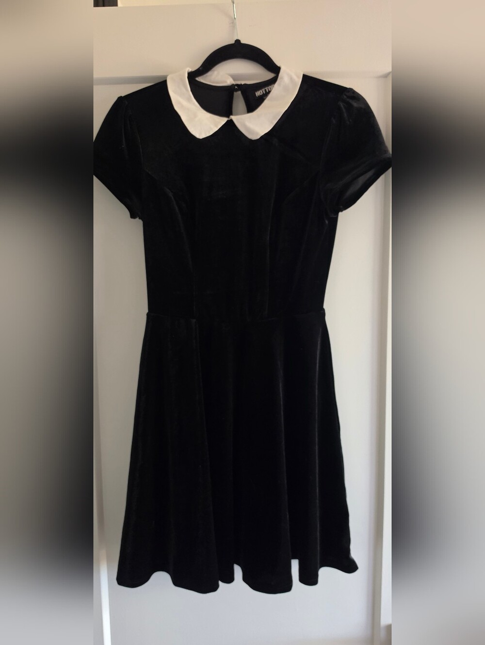 Hot Topic Black Velvet Dress with White Peter Pan Collar